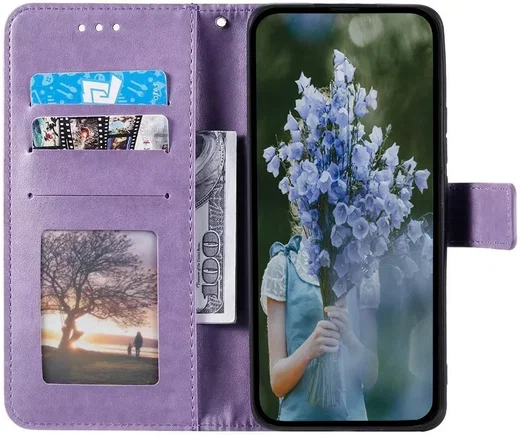 Samsung Galaxy A55 Hoesje Mandala Book Case met Pasjeshouder Paars afbeelding 2