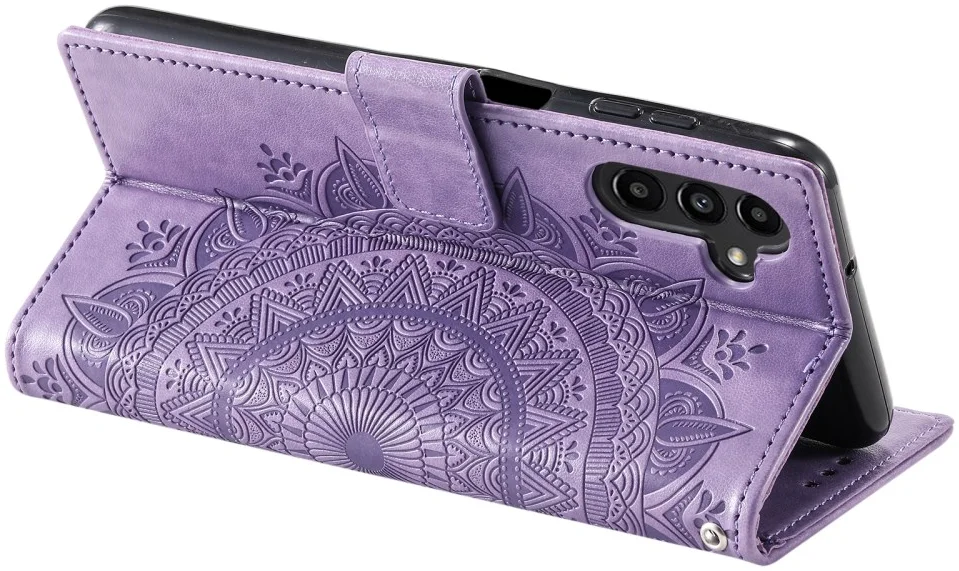 Samsung Galaxy A55 Hoesje Mandala Book Case met Pasjeshouder Paars afbeelding 4