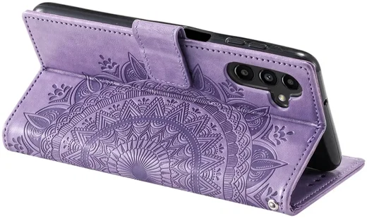 Samsung Galaxy A55 Hoesje Mandala Book Case met Pasjeshouder Paars afbeelding 4