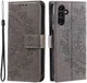 Samsung Galaxy A55 Hoesje Mandala Book Case met Pasjeshouder Grijs