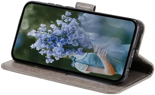 Samsung Galaxy A55 Hoesje Mandala Book Case met Pasjeshouder Grijs afbeelding 3