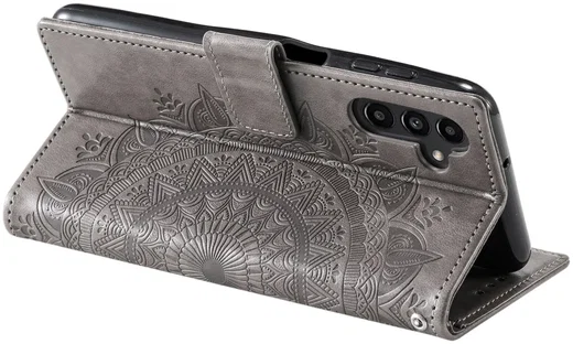 Samsung Galaxy A55 Hoesje Mandala Book Case met Pasjeshouder Grijs afbeelding 4