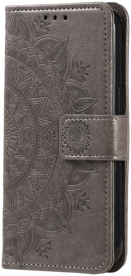 Samsung Galaxy A55 Hoesje Mandala Book Case met Pasjeshouder Grijs afbeelding 5