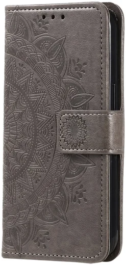 Samsung Galaxy A55 Hoesje Mandala Book Case met Pasjeshouder Grijs afbeelding 5
