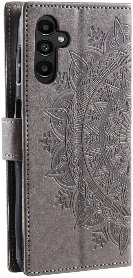 Samsung Galaxy A55 Hoesje Mandala Book Case met Pasjeshouder Grijs afbeelding 6