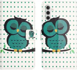 Samsung Galaxy A55 Hoesje Portemonnee Book Case Uil Print afbeelding