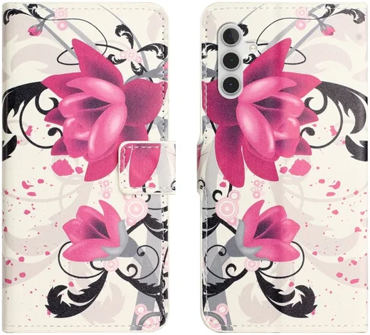 Samsung Galaxy A55 Hoesje Portemonnee Book Case Flower Print afbeelding 1
