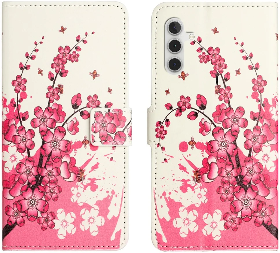 Samsung Galaxy A55 Hoesje Portemonnee Book Case Bloemen Print afbeelding 1