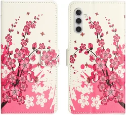 Samsung Galaxy A55 Hoesje Portemonnee Book Case Bloemen Print afbeelding