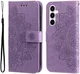 Samsung Galaxy A35 Hoesje Bloemen Book Case met Pasjeshouder Paars afbeelding 3