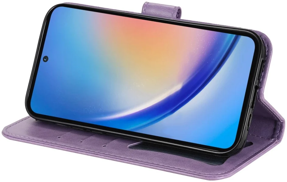 Samsung Galaxy A35 Hoesje Bloemen Book Case met Pasjeshouder Paars afbeelding 11