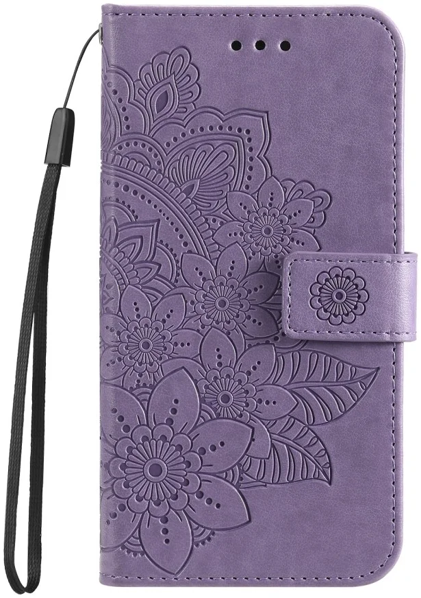 Samsung Galaxy A35 Hoesje Bloemen Book Case met Pasjeshouder Paars afbeelding 1
