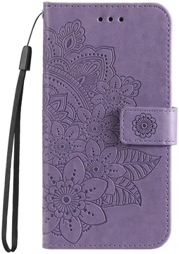 Samsung Galaxy A35 Hoesje Bloemen Book Case met Pasjeshouder Paars