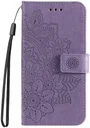 Samsung Galaxy A35 Hoesje Bloemen Book Case met Pasjeshouder Paars