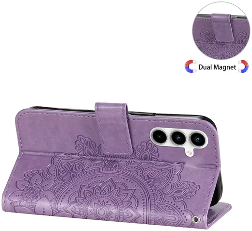 Samsung Galaxy A35 Hoesje Bloemen Book Case met Pasjeshouder Paars afbeelding 9