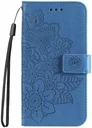 Samsung Galaxy A35 Hoesje Bloemen Book Case met Pasjeshouder Blauw