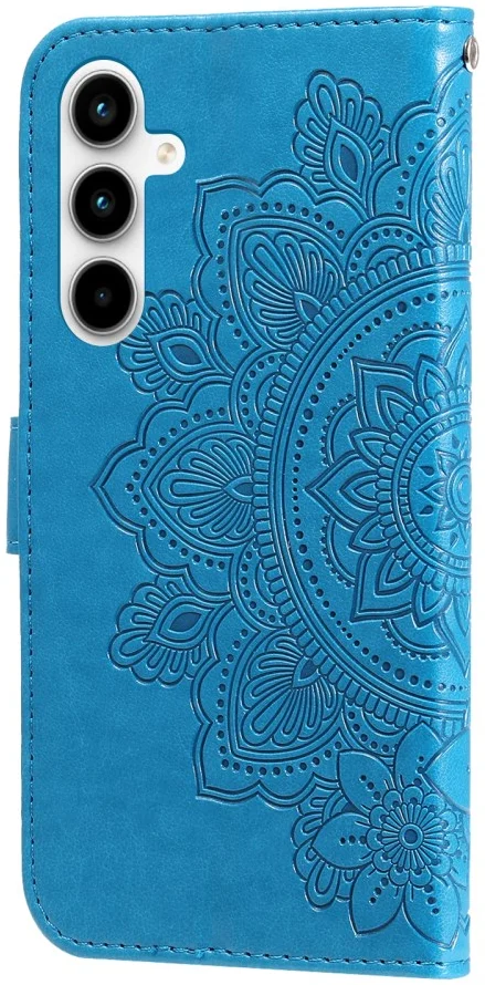 Samsung Galaxy A35 Hoesje Bloemen Book Case met Pasjeshouder Blauw afbeelding 12