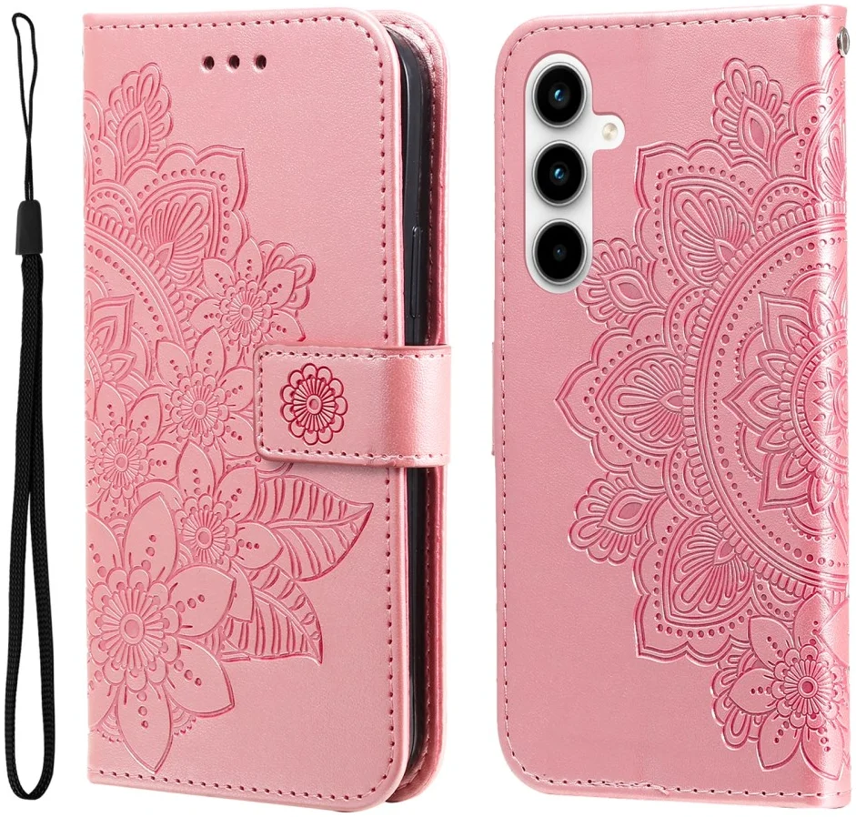 Samsung Galaxy A35 Hoesje Bloemen Book Case met Pasjeshouder Roze afbeelding 3