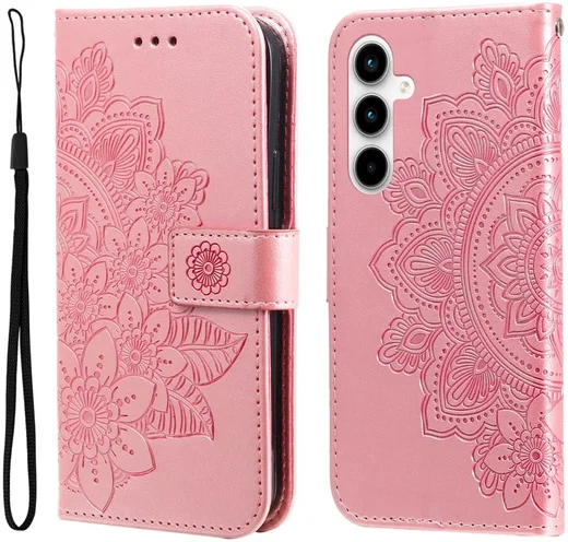 Samsung Galaxy A35 Hoesje Bloemen Book Case met Pasjeshouder Roze afbeelding 3