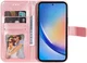 Samsung Galaxy A35 Hoesje Bloemen Book Case met Pasjeshouder Roze afbeelding 2