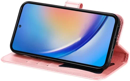 Samsung Galaxy A35 Hoesje Bloemen Book Case met Pasjeshouder Roze afbeelding 12