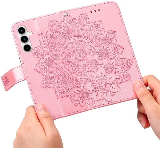 Samsung Galaxy A35 Hoesje Bloemen Book Case met Pasjeshouder Roze afbeelding 14