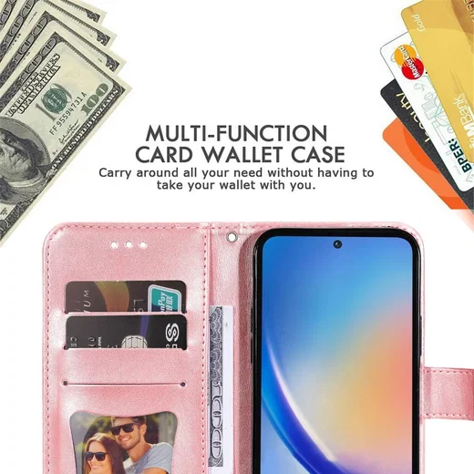Samsung Galaxy A35 Hoesje Bloemen Book Case met Pasjeshouder Roze afbeelding 6