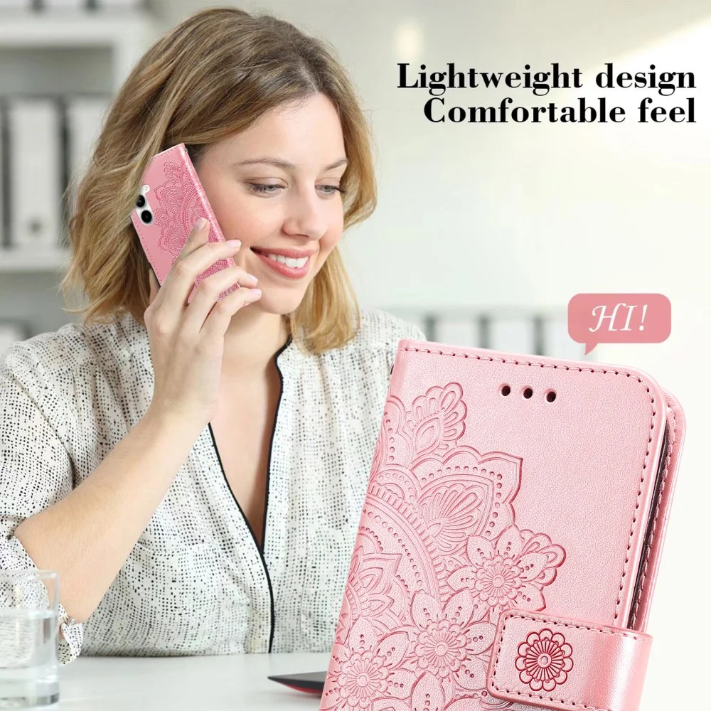 Samsung Galaxy A35 Hoesje Bloemen Book Case met Pasjeshouder Roze afbeelding 7