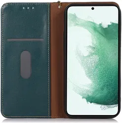 KHAZNEH Samsung Galaxy A55 Hoesje RFID Book Case Leer Groen afbeelding