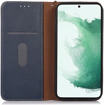KHAZNEH Samsung Galaxy A55 Hoesje RFID Book Case Leer Blauw