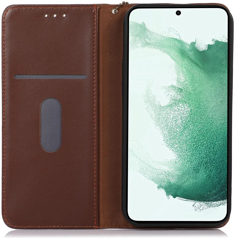 KHAZNEH Samsung Galaxy A55 Hoesje RFID Book Case Leer Bruin afbeelding 1