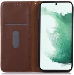 KHAZNEH Samsung Galaxy A55 Hoesje RFID Book Case Leer Bruin afbeelding