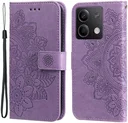 Xiaomi Redmi Note 13 5G Hoesje Bloemen Print Wallet Book Case Paars