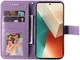 Xiaomi Redmi Note 13 5G Hoesje Bloemen Print Wallet Book Case Paars afbeelding 2