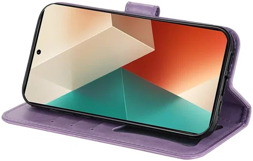 Xiaomi Redmi Note 13 5G Hoesje Bloemen Print Wallet Book Case Paars afbeelding 8