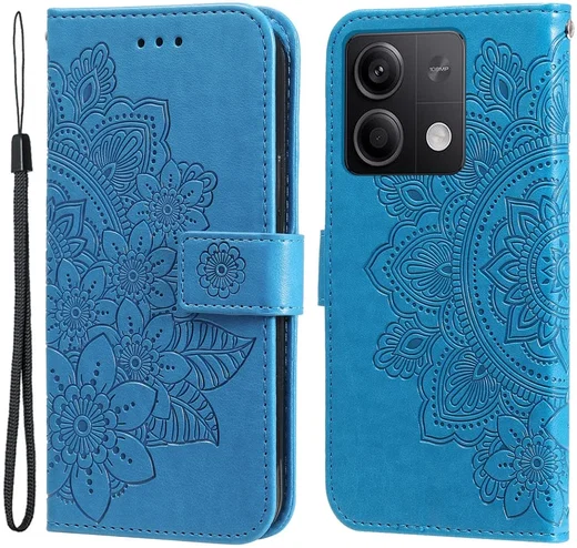 Xiaomi Redmi Note 13 5G Hoesje Bloemen Print Wallet Book Case Blauw afbeelding 1