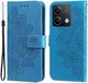 Xiaomi Redmi Note 13 5G Hoesje Bloemen Print Wallet Book Case Blauw