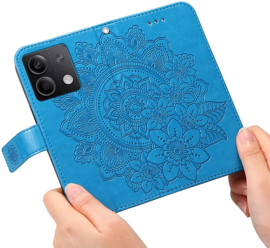 Xiaomi Redmi Note 13 5G Hoesje Bloemen Print Wallet Book Case Blauw afbeelding 11
