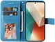 Xiaomi Redmi Note 13 5G Hoesje Bloemen Print Wallet Book Case Blauw afbeelding 2
