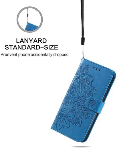 Xiaomi Redmi Note 13 5G Hoesje Bloemen Print Wallet Book Case Blauw afbeelding 6
