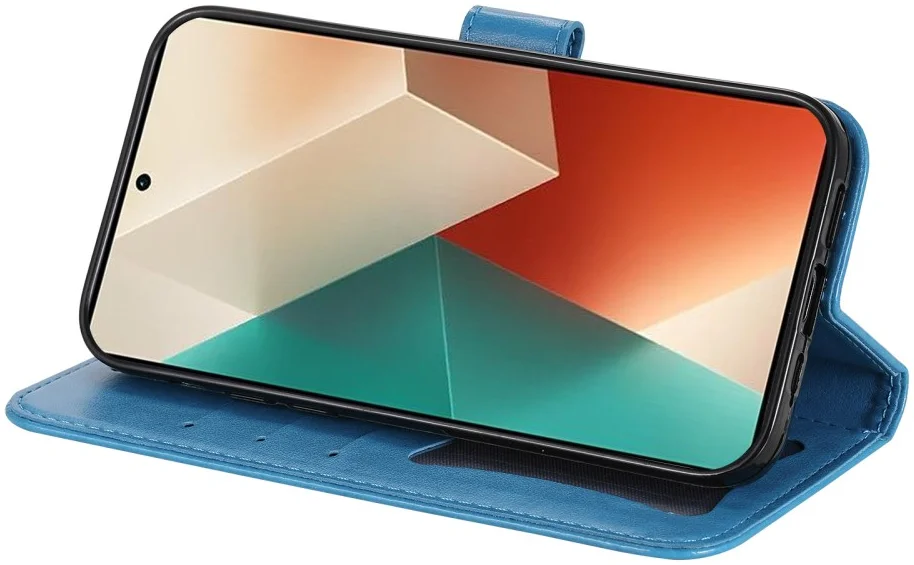 Xiaomi Redmi Note 13 5G Hoesje Bloemen Print Wallet Book Case Blauw afbeelding 8