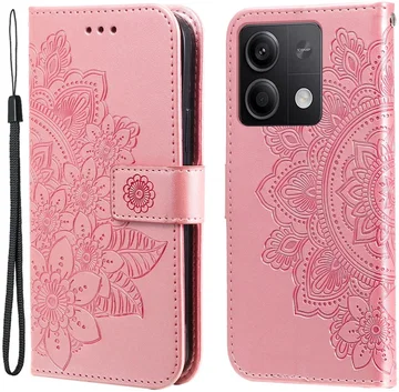 Xiaomi Redmi Note 13 5G Hoesje Bloemen Print Wallet Book Case Roze
