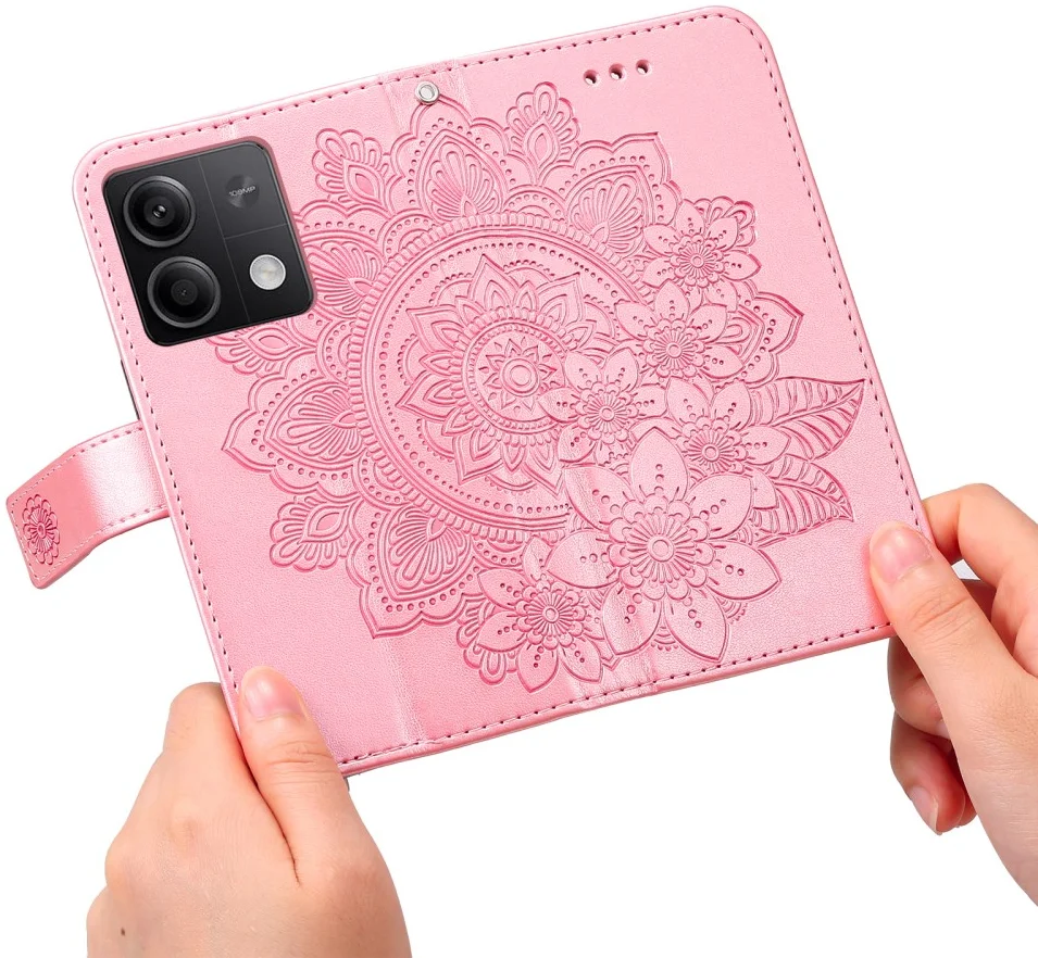 Xiaomi Redmi Note 13 5G Hoesje Bloemen Print Wallet Book Case Roze afbeelding 11