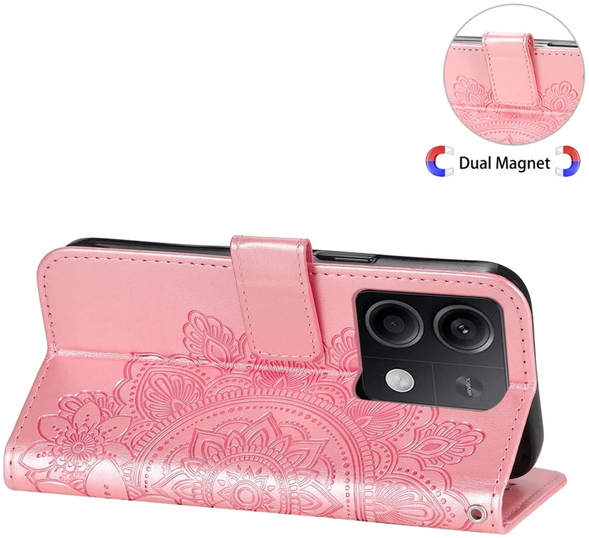 Xiaomi Redmi Note 13 5G Hoesje Bloemen Print Wallet Book Case Roze afbeelding 7