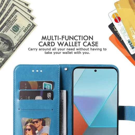 Xiaomi Redmi Note 13 Pro 5G / Poco X6 Hoesje Pasjeshouder Case Blauw afbeelding 3