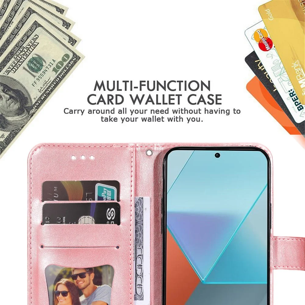 Xiaomi Redmi Note 13 Pro 5G / Poco X6 Hoesje Pasjeshouder Case Roze afbeelding 3
