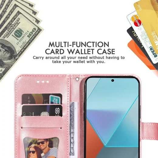 Xiaomi Redmi Note 13 Pro 5G / Poco X6 Hoesje Pasjeshouder Case Roze afbeelding 3