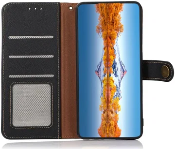 KHAZNEH OnePlus 12 Hoesje RFID Book Case Leer Zwart