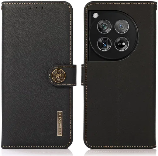 KHAZNEH OnePlus 12 Hoesje RFID Book Case Leer Zwart afbeelding 2