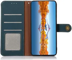 KHAZNEH OnePlus 12 Hoesje RFID Book Case Leer Groen afbeelding